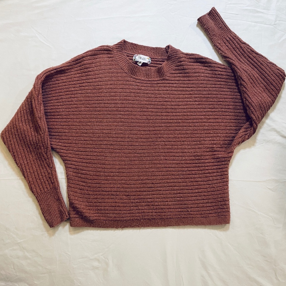 Pink Rose cropped ribbed sweater dusty rose, women's XS